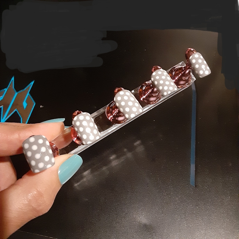 Full Custom Made Set of Press On Nails "Perfectly Polka" Dot Print